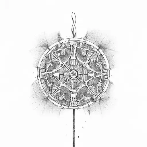 water well with a roof tattoo design idea