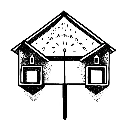water well with a roof tattoo design idea