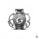 Antique Romain jar with battle on it tattoo design idea