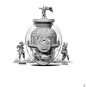 Antique Romain jar with battle on it tattoo design idea