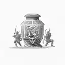 Antique Romain jar with battle on it tattoo design idea