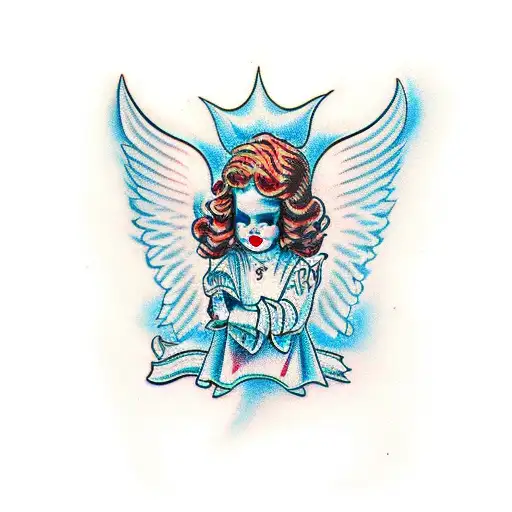 angel and demon mischievous  tattoo design idea