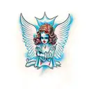 angel and demon mischievous  tattoo design idea