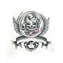 angel and demon mischievous  tattoo design idea