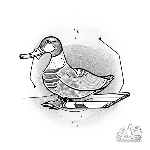Duck with cricket bat tattoo design idea