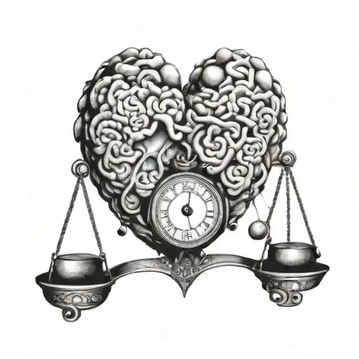 Weighing the heart against the brain on the scales tattoo design idea