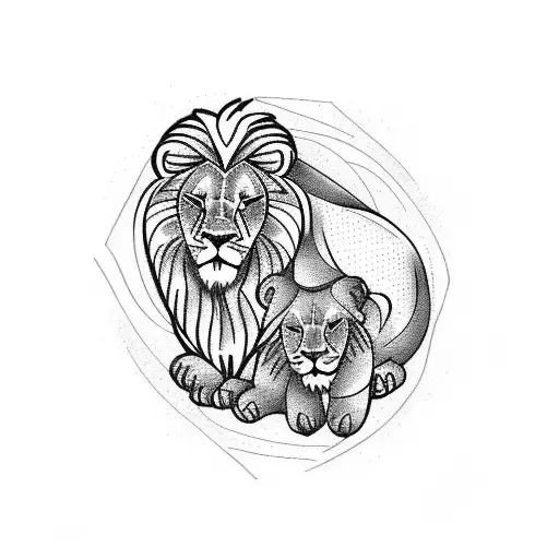 lion and lamb tattoo design idea