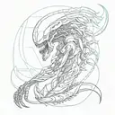 xenomorph tattoo design in full growth tattoo design idea