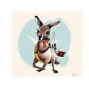 kangaroo saying "yapayapa" holding a boston shaker tattoo design idea