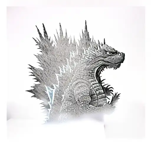 godzilla destroying a city tattoo design idea