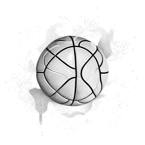 basketball court with computer theme tattoo design idea