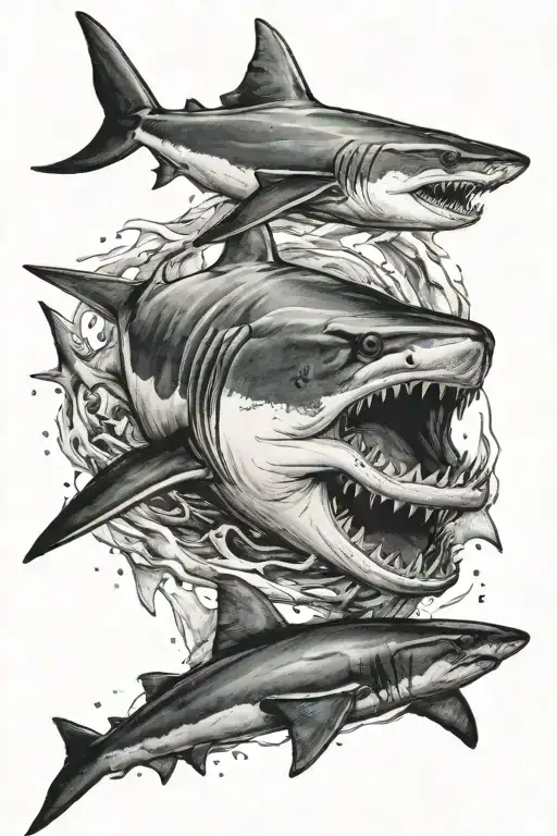 hammer head shark tattoo design idea