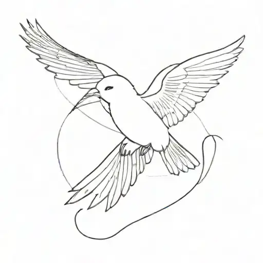 Fine line bird flying away tattoo design idea