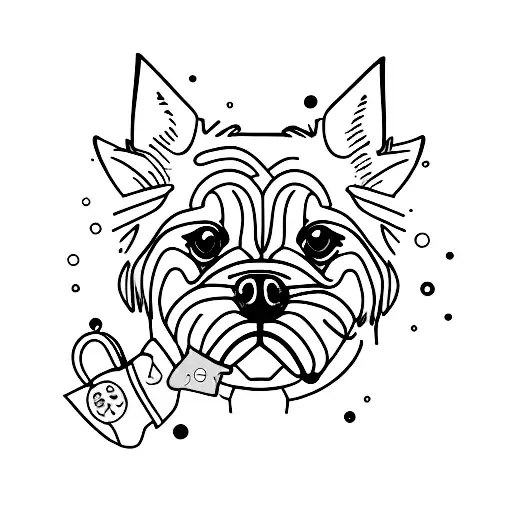 Fashionable dog wearing trendy clothes tattoo design idea