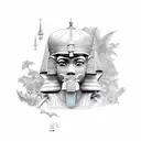 clouds, tropical, floral, egyptian tattoo design idea