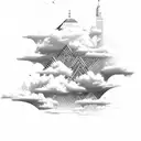 clouds, tropical, floral, egyptian tattoo design idea