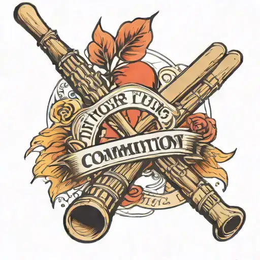 two drum sticks and the words "till our next communion" tattoo design idea