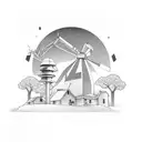 Farm landscape with gaming elements tattoo design idea