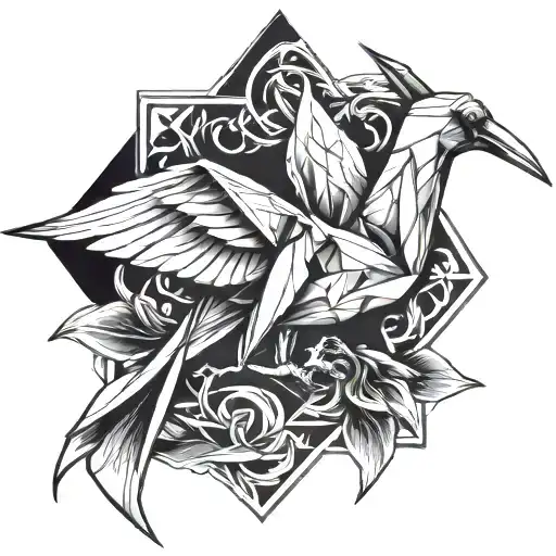 origami crane tattoo design idea