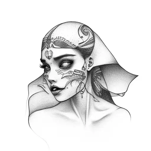 Tribal My Kingdom For A Kiss Upon Her Shoulder Tattoo Idea