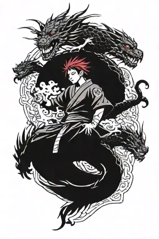 gaara 愛 and flying dragon flying tattoo design idea