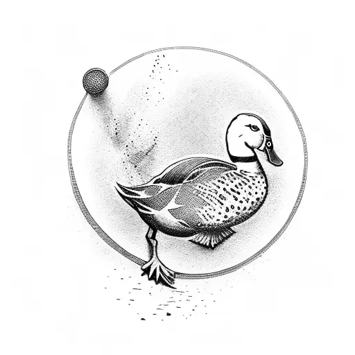 duck throwing a frisbee  tattoo design idea