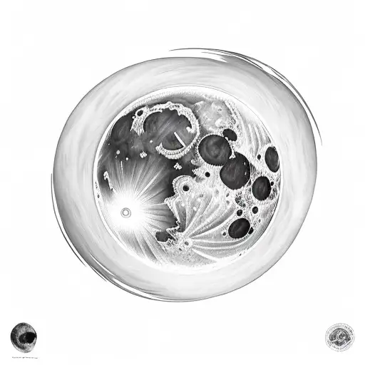 a detailed moon during a solar eclipse tattoo design idea