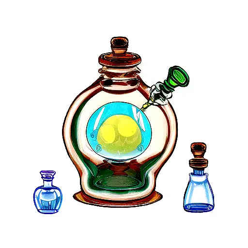 magical potion bottle tattoo design idea