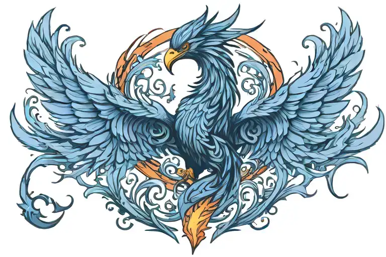  Phoenix rising from flames tattoo design idea