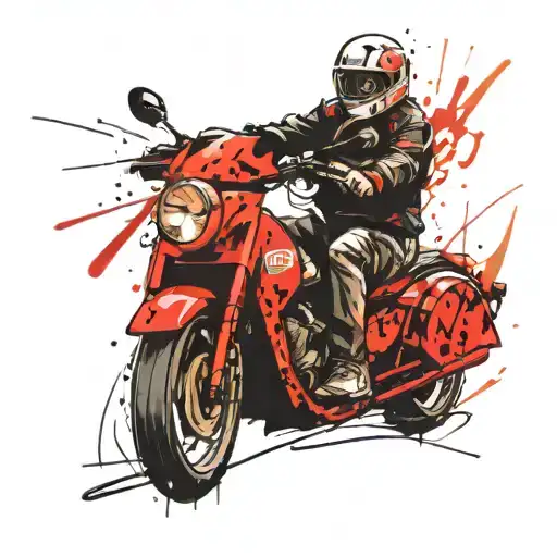 Casper riding a motorbike tattoo design idea