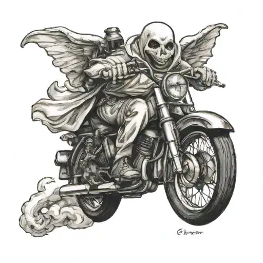 Casper riding a motorbike tattoo design idea