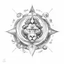 les signes astrologiques Scorpion et lion entremêler dans les signes astrologiques cancer et Verseau tattoo design idea