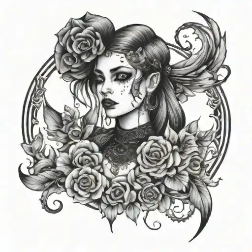 goth girl tattoo design idea