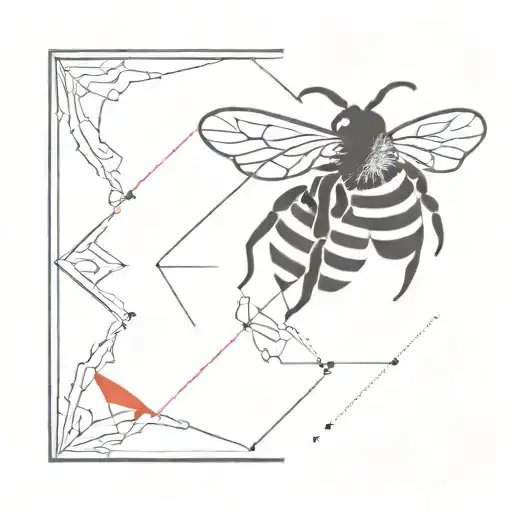 a bee with a rhombus using only black and red  tattoo design idea