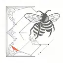 a bee with a rhombus using only black and red  tattoo design idea