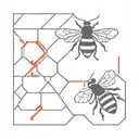 a bee with a rhombus using only black and red  tattoo design idea