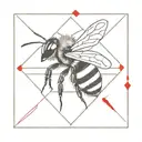 a bee with a rhombus using only black and red  tattoo design idea