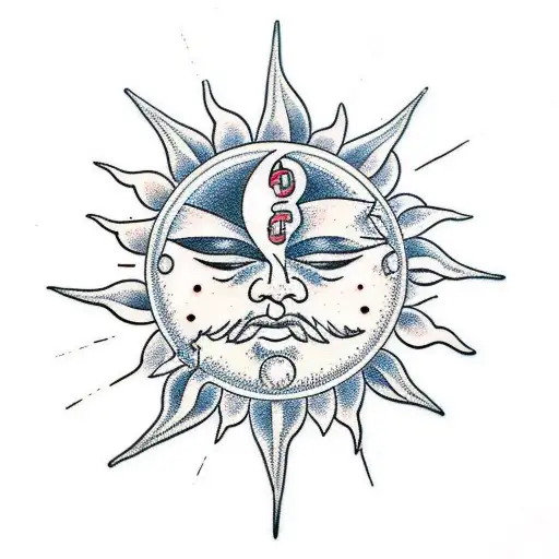Sun and Moon tattoo design idea