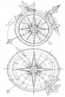 incomplete compass with arrow piercing tattoo design idea