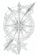 incomplete compass with arrow piercing tattoo design idea
