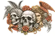 angel devil and  god tattoo design idea