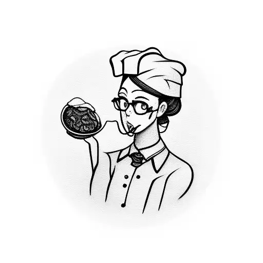 Waiter serving food tattoo design idea