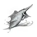 A stingray gracefully swimming through a casino roulette wheel tattoo design idea