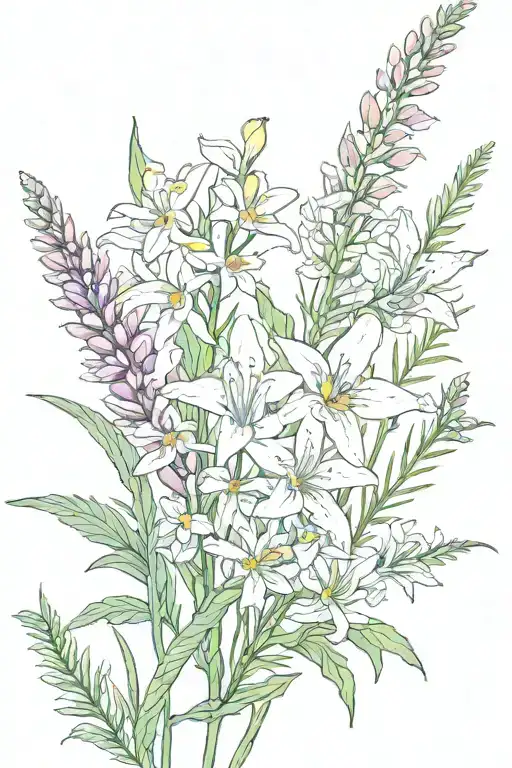 narciss flower and fireweed and daisies  tattoo design idea