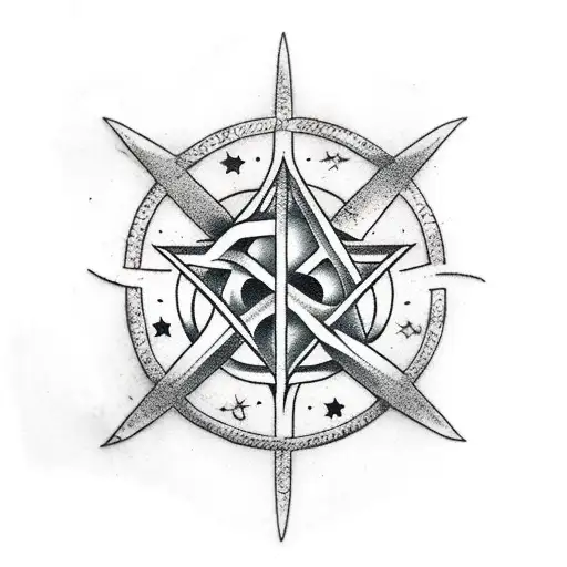 A sinister film reel with satanic symbols intertwined tattoo design idea