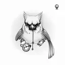 cardinal flying with pocket watch tattoo design idea