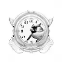 cardinal flying with pocket watch tattoo design idea