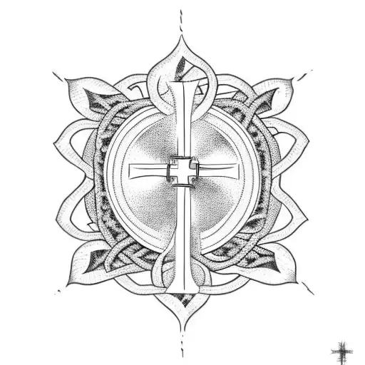 Catholic Cross with vines tattoo design idea