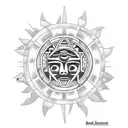 aztec sun with the last name perez tattoo design idea