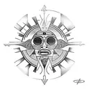 aztec sun with the last name perez tattoo design idea